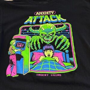 Black Graphic Tee with Neon Design